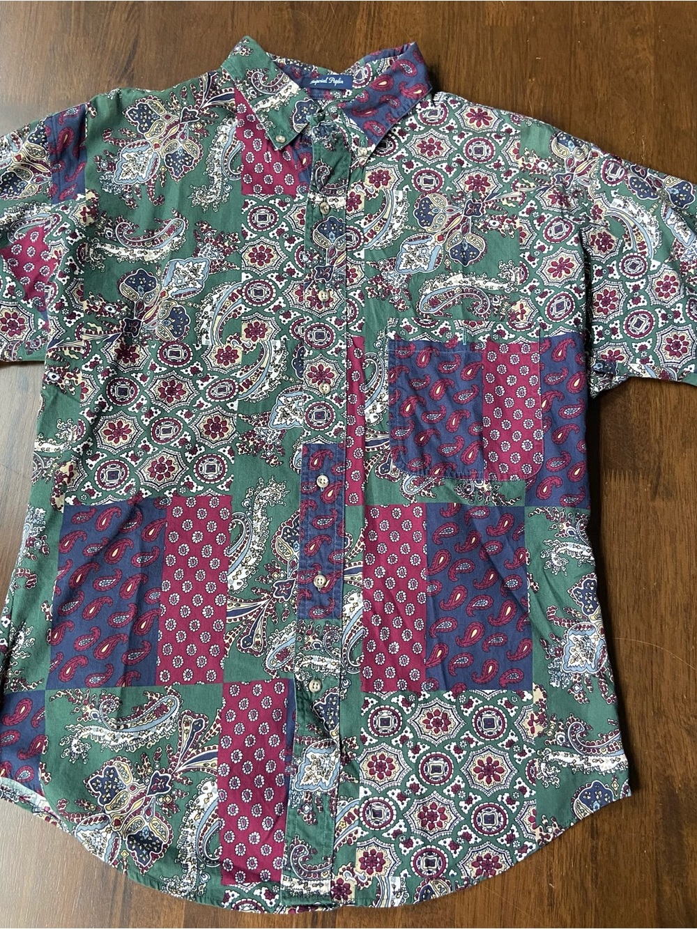 Salty Dog Gant Vintage Paisley Patchwork Button Down Shirt Mens L Green SS